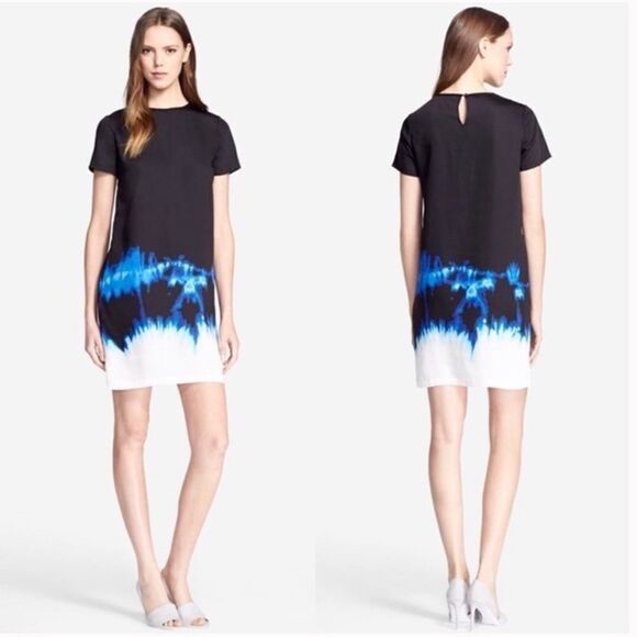 Vince Currant Blue Tie Dye Short Sleeve Shift Dress Size 2 - Picture 1 of 6